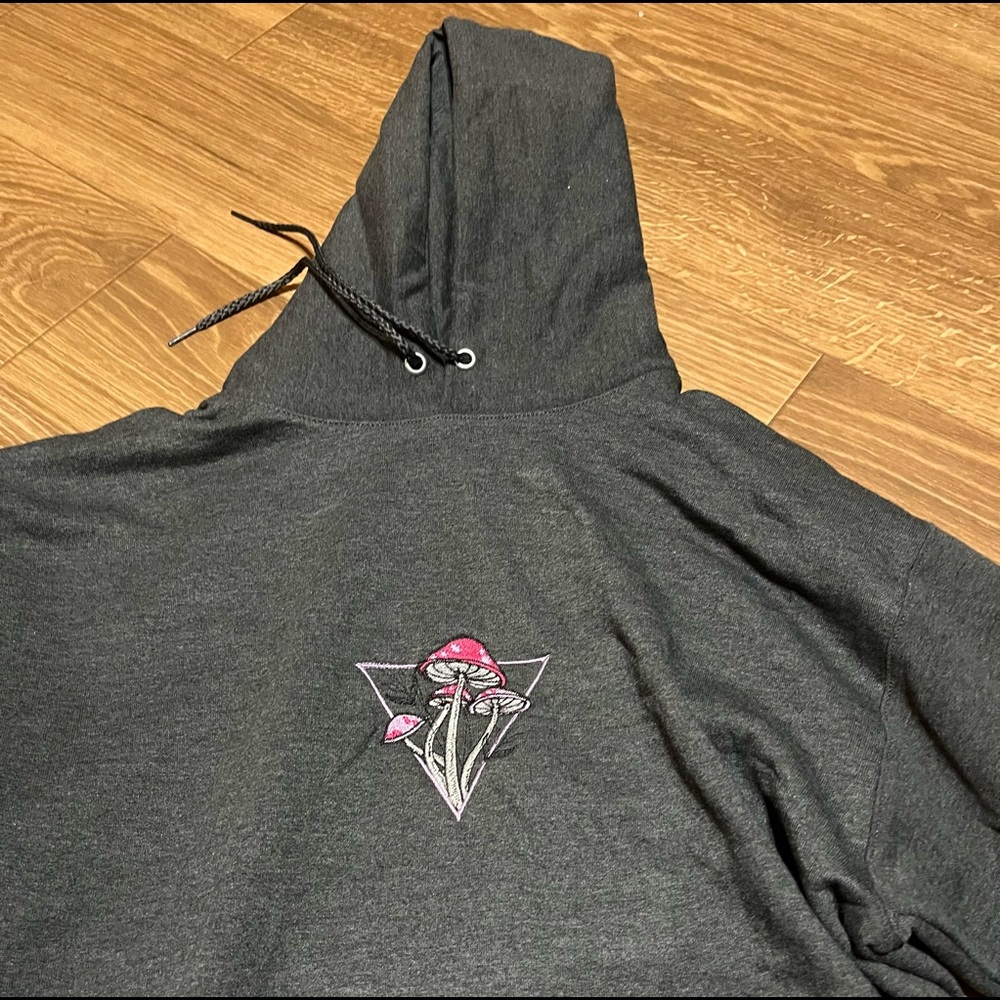 Mushroom Embroidered Grey Sweatshirt